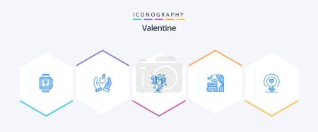 Illustration for Valentine 25 Blue icon pack including love. wedding arch. flower. wedding. arch - Royalty Free Image