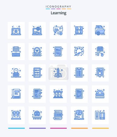 Téléchargez les illustrations : Creative Learning 25 Blue icon pack  Such As e-learning. open. education. locker. learn - en licence libre de droit