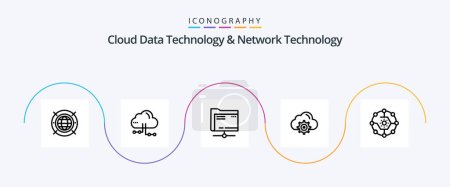 Téléchargez les illustrations : Cloud Data Technology And Network Technology Line 5 Icon Pack Including computing share. computing. folder . gear . cloud - en licence libre de droit
