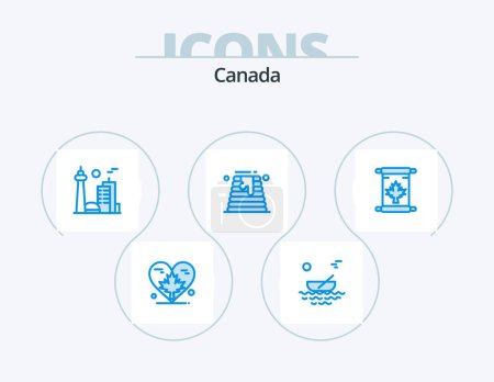 Illustration for Canada Blue Icon Pack 5 Icon Design. wedding. canada. river. toronto. city - Royalty Free Image