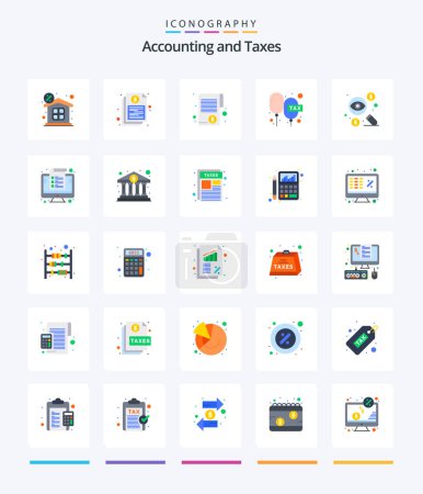 Illustration for Creative Taxes 25 Flat icon pack  Such As payable. duties. report. charge. tax - Royalty Free Image