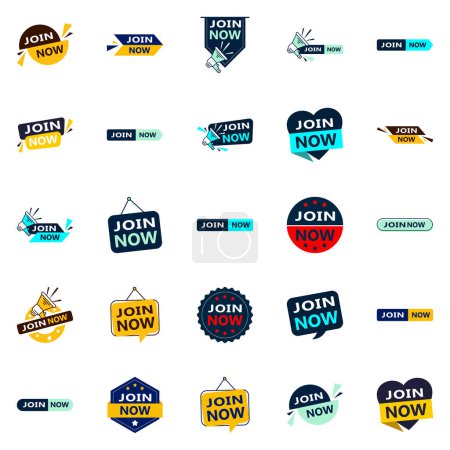 Illustration for 25 Versatile Typographic Banners for promoting joining across platforms - Royalty Free Image