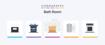 Ilustración de Bath Room Flat 5 Icon Pack Including . bathroom. bathroom. bath. toilet paper. Creative Icons Design - Imagen libre de derechos