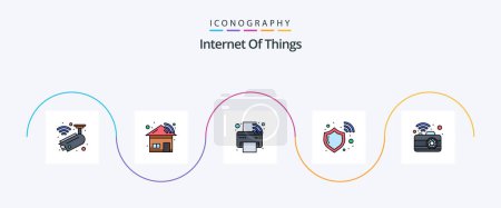 Illustration for Internet Of Things Line Filled Flat 5 Icon Pack Including communication. wifi. iot. shield. firewall - Royalty Free Image