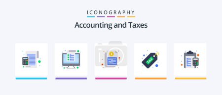 Illustration for Taxes Flat 5 Icon Pack Including duty. cash. management. report. file. Creative Icons Design - Royalty Free Image
