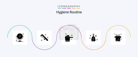 Ilustración de Hygiene Routine Glyph 5 Icon Pack Including . drying. detergent. clothes. spray - Imagen libre de derechos