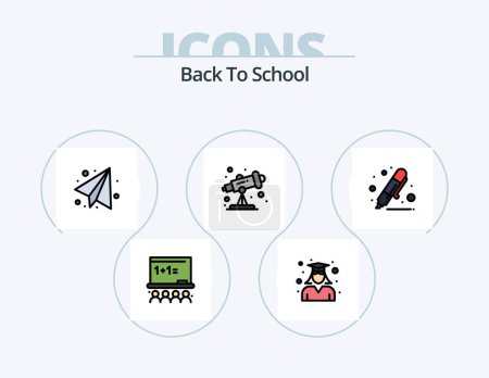 Illustration for Back To School Line Filled Icon Pack 5 Icon Design. . hanging sign. education. education. remover - Royalty Free Image