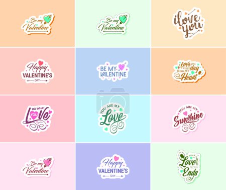 Téléchargez les illustrations : Valentine's Day: A Time for Sweet Words and Beautiful Image Stickers - en licence libre de droit