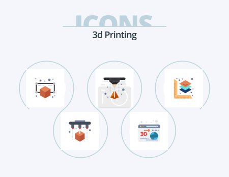 Ilustración de 3d Printing Flat Icon Pack 5 Icon Design. printing. printer. 3d. laser. point - Imagen libre de derechos