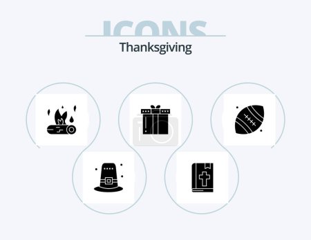 Téléchargez les illustrations : Thanksgiving Glyph Icon Pack 5 Icon Design. thanksgiving. holiday. bonfire. gift. thanksgiving - en licence libre de droit