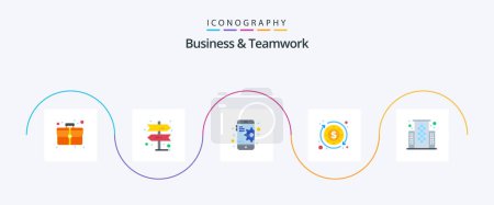 Illustration for Business And Teamwork Flat 5 Icon Pack Including . mobile. center. building - Royalty Free Image