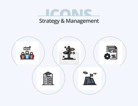Illustration for Strategy And Management Line Filled Icon Pack 5 Icon Design. date. appointment. stamp. paper. network - Royalty Free Image