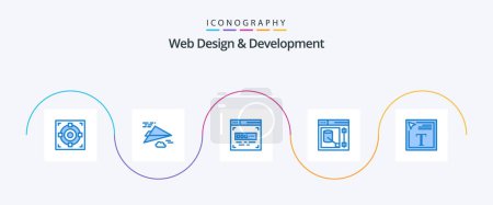 Téléchargez les illustrations : Web Design And Development Blue 5 Icon Pack Including font design. color fill in text. code. web. designer - en licence libre de droit