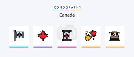 Ilustración de Canada Line Filled 5 Icon Pack Including bear. timber. canada. log. leaf. Creative Icons Design - Imagen libre de derechos