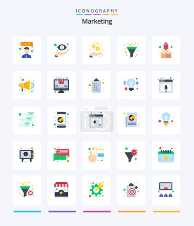 Ilustración de Creative Marketing 25 Flat icon pack  Such As up. rocket. hand. sort. filter - Imagen libre de derechos