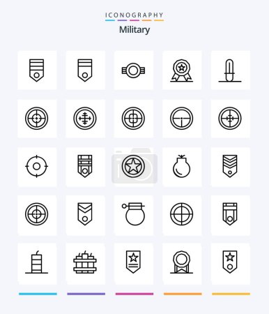 Téléchargez les illustrations : Creative Military 25 OutLine icon pack  Such As badge. weapon. plain. star wars. reward - en licence libre de droit