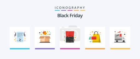 Téléchargez les illustrations : Black Friday Flat 5 Icon Pack Including black friday. sales. friday. promotion. offer. Creative Icons Design - en licence libre de droit
