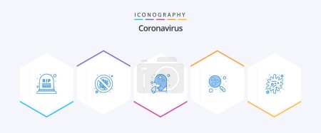 Ilustración de Coronavirus 25 Blue icon pack including antigen. research. danger. lab. man - Imagen libre de derechos