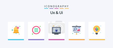 Illustration for Ux And Ui Flat 5 Icon Pack Including light bulb. sales. lock. presentation. analytics. Creative Icons Design - Royalty Free Image