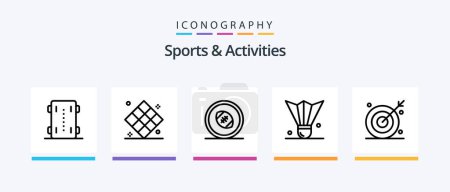 Illustration for Sports and Activities Line 5 Icon Pack Including sport. field. cricket equipment. kayak. boat. Creative Icons Design - Royalty Free Image