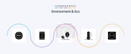 Téléchargez les illustrations : Environment And Eco Glyph 5 Icon Pack Including energy. eco. flamable. nature. environment - en licence libre de droit