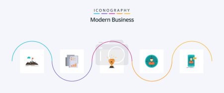 Ilustración de Modern Business Flat 5 Icon Pack Including business. achievement. analytics. trophy. marketing - Imagen libre de derechos