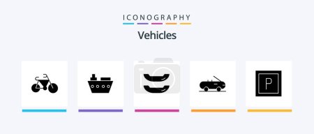 Ilustración de Vehicles Glyph 5 Icon Pack Including . kayak. vehicles. Creative Icons Design - Imagen libre de derechos