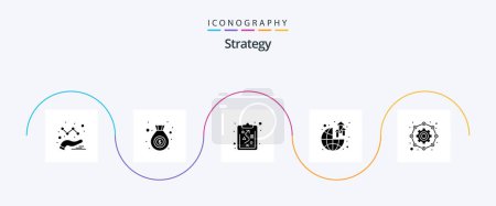 Téléchargez les illustrations : Strategy Glyph 5 Icon Pack Including . gear. strategy. configuration. profit - en licence libre de droit