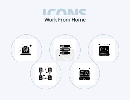 Ilustración de Work From Home Glyph Icon Pack 5 Icon Design. call. network. online. internet. webcam - Imagen libre de derechos