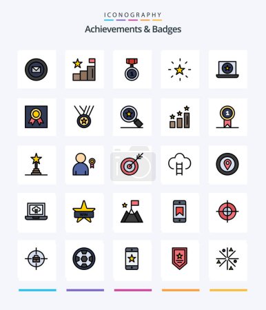 Ilustración de Creative Achievements & Badges 25 Line FIlled icon pack  Such As favorite. star. best. performance. bookmark - Imagen libre de derechos