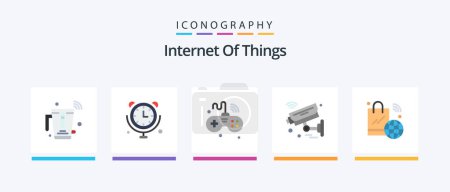Illustration for Internet Of Things Flat 5 Icon Pack Including security. internet of things. internet of things. camera. things. Creative Icons Design - Royalty Free Image