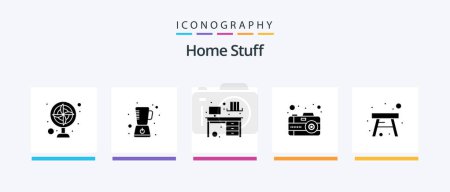 Illustration for Home Stuff Glyph 5 Icon Pack Including furniture. image. interior. picture. camera. Creative Icons Design - Royalty Free Image
