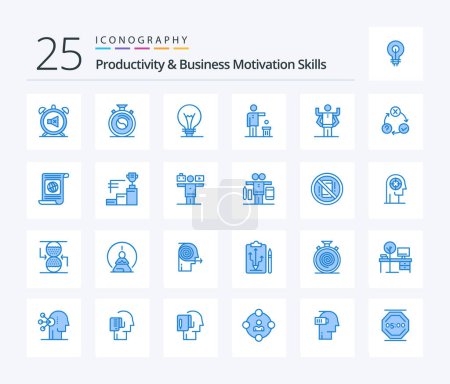 Ilustración de Productivity And Business Motivation Skills 25 Blue Color icon pack including thought. ideas. practice. idea. lightbulb - Imagen libre de derechos