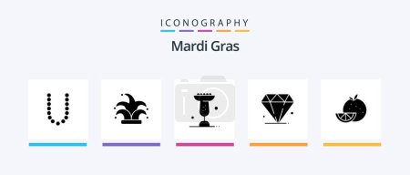 Illustration for Mardi Gras Glyph 5 Icon Pack Including fruit. orange. bowl. mardi gras. diamond. Creative Icons Design - Royalty Free Image