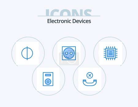 Ilustración de Devices Blue Icon Pack 5 Icon Design. chipset. hardware. antialiasing. equipment. electric - Imagen libre de derechos