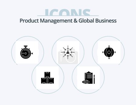 Illustration for Product Managment And Global Business Glyph Icon Pack 5 Icon Design. focus. choice. plan. candidate. release - Royalty Free Image