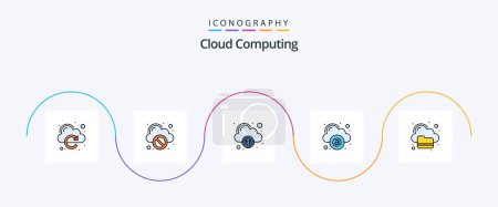 Téléchargez les illustrations : Cloud Computing Line Filled Flat 5 Icon Pack Including folder. server. technology. network. cloud - en licence libre de droit