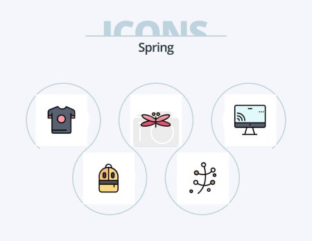 Ilustración de Spring Line Filled Icon Pack 5 Icon Design. flora. holiday. leaf. easter. tree - Imagen libre de derechos