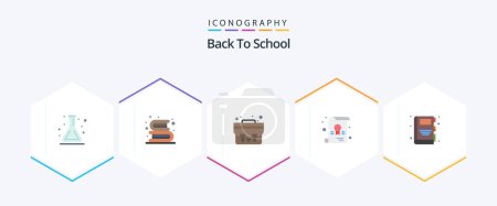 Illustration for Back To School 25 Flat icon pack including education. back to school. read. school. certificate - Royalty Free Image