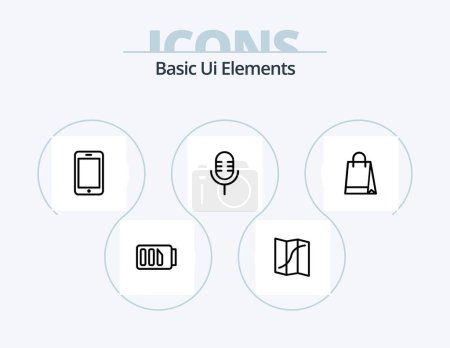 Téléchargez les photos : Basic Ui Elements Line Icon Pack 5 Icon Design. electricity. charge. print. sign. danger - en image libre de droit