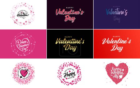 Illustration for Happy Valentine's Day banner template with a romantic theme and a red color scheme - Royalty Free Image
