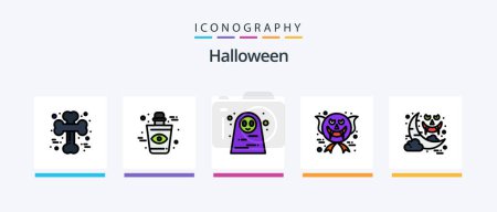 Illustration for Halloween Line Filled 5 Icon Pack Including face. halloween. blood. crossed. bone. Creative Icons Design - Royalty Free Image