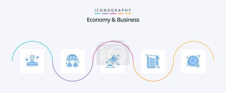 Illustration for Economy And Business Blue 5 Icon Pack Including money. auction. sign. contract - Royalty Free Image