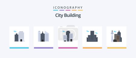 Téléchargez les illustrations : City Building Flat 5 Icon Pack Including . building.. Creative Icons Design - en licence libre de droit