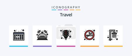 Ilustración de Travel Line Filled 5 Icon Pack Including hook. fish. camping. location. gps. Creative Icons Design - Imagen libre de derechos