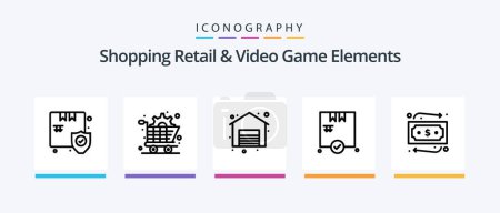 Téléchargez les illustrations : Shoping Retail And Video Game Elements Line 5 Icon Pack Including . diskette. compass. floppy. sports. Creative Icons Design - en licence libre de droit