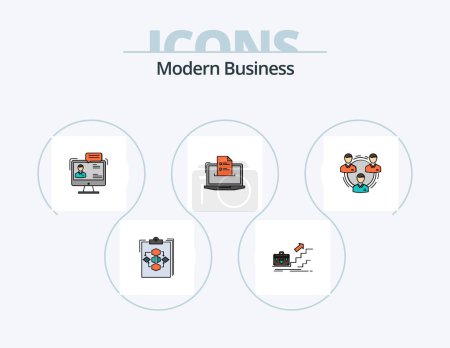 Téléchargez les illustrations : Modern Business Line Filled Icon Pack 5 Icon Design. success. match. news. jigsaw. puzzle - en licence libre de droit
