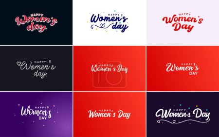 Téléchargez les illustrations : International Women's Day vector hand-written typography background with a gradient color scheme - en licence libre de droit