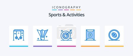 Illustration for Sports and Activities Blue 5 Icon Pack Including sport. field. shuttlecock. shooting target. bulls-eye. Creative Icons Design - Royalty Free Image