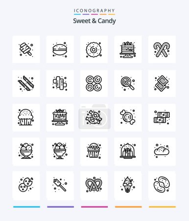Téléchargez les illustrations : Creative Sweet And Candy 25 OutLine icon pack  Such As dessert. sweets. cookie. pancake. cake - en licence libre de droit